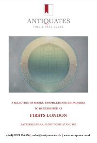 Preview image of A SELECTION OF BOOKS, PAMPHLETS AND BROADSIDESTO BE EXHIBITED AT FIRSTS LONDON