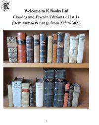 K Books Classics Catalogue 14 Elzevirs PDF 1